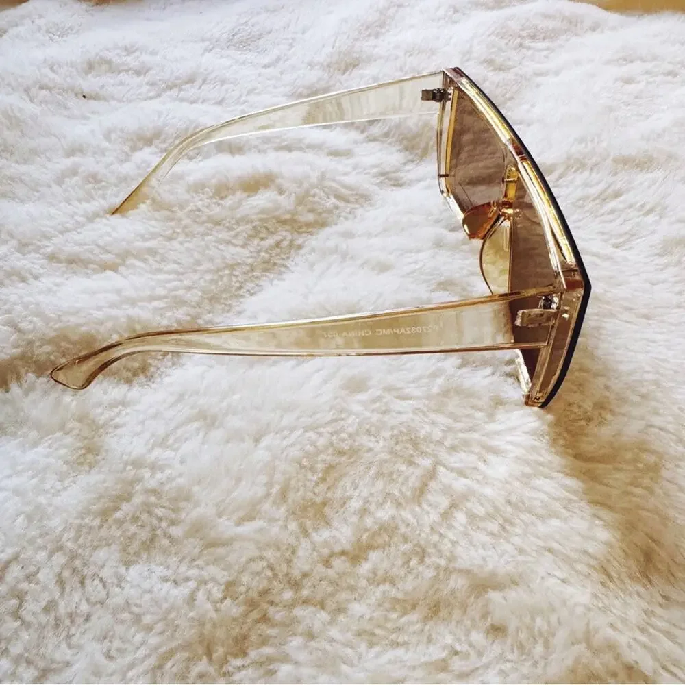 Greta Clear Yellow Oversized Statement Sunglasses
